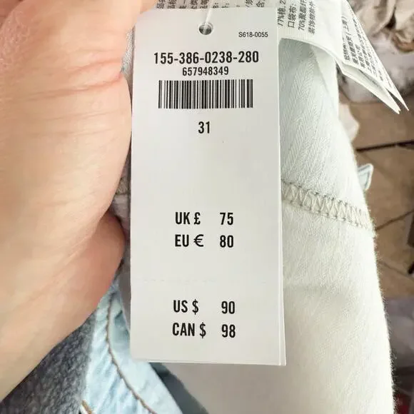 NWT Abercrombie & Fitch Light Blue High Rise The Crop Wide Leg Jeans Women's 31 - Picture 6 of 9